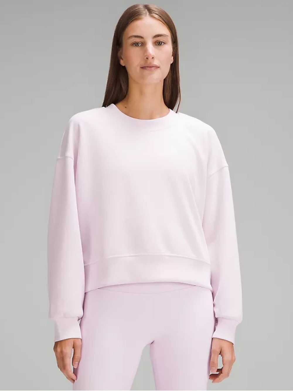 Lululemon Softstreme Perfectly Oversized Cropped Crew - Meadowsweet Pink, Size 8